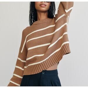 Jenni Kayne Brown and Cream Striped Sweater